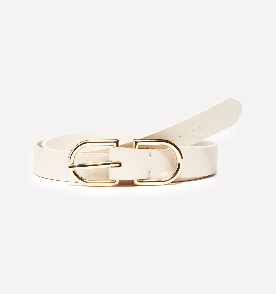 Cream white belt with gold buckle - women's belts - Creamy White | Sisley image number 1